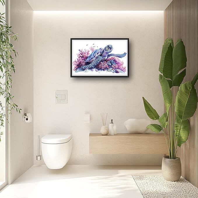 Framed Large Pictures Wall Art for Living Room, Sea Turtle Coral Oversized Wall Decor Ocean Animal Canvas Print Painting Modern Extra Large Framed Artwork for Bedroom Office 36"x24"