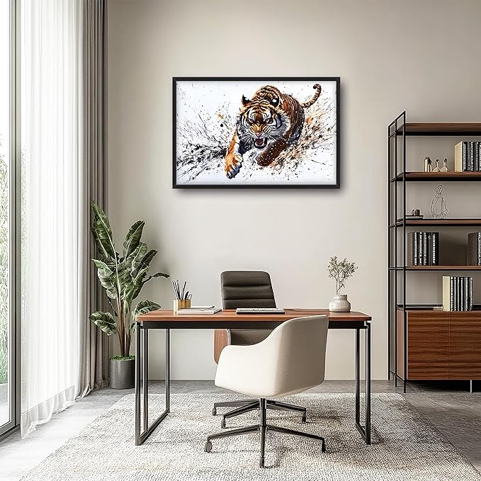 Tiger Large Decor Wall Art Framed Pictures for Living Room, Animal Oversized Canvas Print Painting Modern Extra Large Framed Artwork for Bedroom Office Home Decor 36"x24"