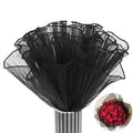 Black Flower Wrapping Mesh Paper 4 Yards Flower Wrapping Paper Wrinkled Wavy Net Yarn Flower Wrapping Mesh Paper Bouquet Floral Packaging Mesh Paper for Valentine's Day Mother's Day