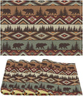 Rustic Bear Placemats Aztec Cabin Wild Animal Hunting Camping Art Printed Dining Table Mats Set of 4 for Home Kitchen Holiday Picnic Party Decor 12x18in