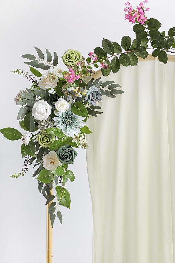 YYHUAWU Artificial Flowers Combo Set Fake Flower Leaf Box with Stems for DIY Wedding Bouquets Centerpieces Arrangements Baby Shower Party Home Decorations (Tiffany Blue & Forest Green)