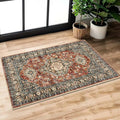 Lahome Oriental Washable Small Area Rug, 2x3 Rugs for Entryway Kitchen, Ultra-Thin Soft Indoor Door Mat Non Slip Throw Carpet for Bedroom Bathroom, Brick Red