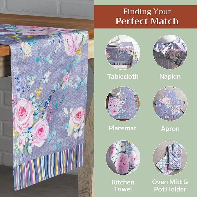 Maison d' Hermine Table Runner 100% Cotton Double Layer Table Runners 108 inches Long Decorative for Home Dining Party Wedding Bridal Shower Spring Summer (Sweet Rose Lavender - Lush, 14.50" x 108")