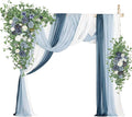 Wedding Arch Flowers with Drapes Kit (Pack of 5) - 2pcs Artificial Dusty Blue & Cream Deluxe Swag with 3pcs Hanging Drapes for Wedding Ceremony Arbor Reception Backdrop Rose Floral Decorations