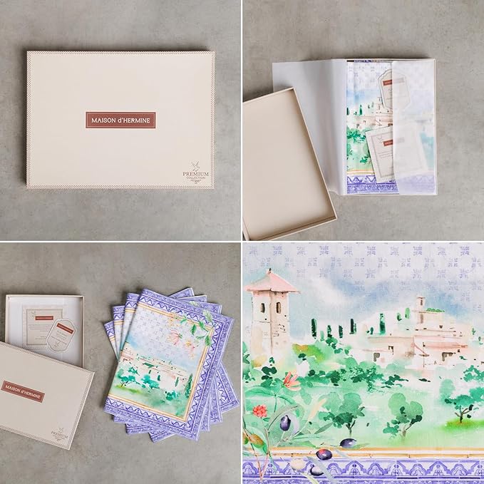 Maison d' Hermine Placemat 100% Combed Cotton Premium Cloth Placemats 13"x19" Washable Place Mats, Home, Kitchen, Dining, Cocktail Parties & Camping -Luberon (Set of 4)