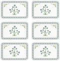 patdrea Blue Floral Rectangular PVC Placemats, Pack of 6, Waterproof Insulation, Soft and Durable, Suitable for Dining Table, Kitchen and Coffee Table Decoration,12"*17"