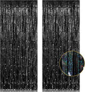 2 Pack 3.2ft x 8.2ft Black Tinsel Foil Fringe Curtain, Sparkle Metallic Foil Backdrop for Party Photo Booth Props New Years Eve Birthday Bridal Shower Bachelorette Holiday Decorations Supplies