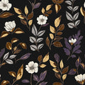 Dark Floral Wallpaper Peel and Stick Vintage Gold Leaf Contact Paper Black Floral Wallpaper Waterproof Self-Adhesive Wall Covering for Bedroom Countertop Desk Cabinets 17.4" x 118"
