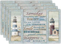 Lighthouse Placemats Set of 4 Nautical Lighthouse Table Mats Washable Place Mats for Home Party Indoor Kitchen Dining Table Decoration 12x18 Inch