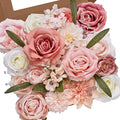 Serwalin Artificial Pink Flowers Spring Roses Silk Fake Flowers for DIY Wedding Bridal Bouquets Cake Flower Baby Shower Table Centerpieces Arrangements Decoration