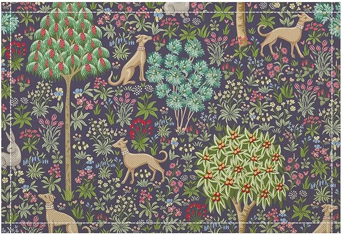 William Morris Placemats Boho Rural Farmhouse Vintage Flower Art Printed Dining Table Mats Set of 4 for Home Kitchen Holiday Picnic Party Decor 12x18in