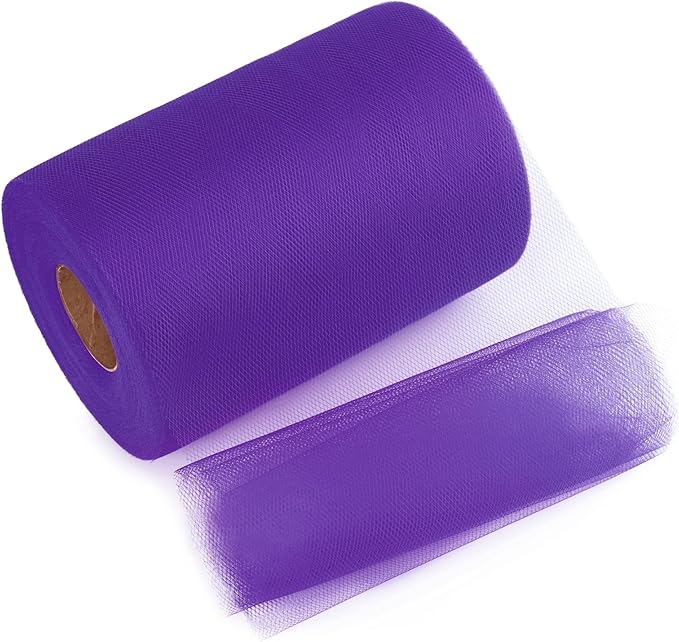 Purple Tulle Mesh Ribbon 6 Inch x 100 Yards(300ft) Netting Spool Fabric Ribbon Ideal for Tutu Skirt Art Gift Wrapping Flower Bouquet Crafts Weddings Floral Arrangements