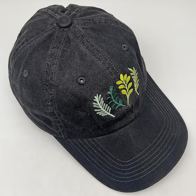Cute Flower Hat, Elegant Floral Embroidered Adjustable Baseball Cap for Men Women, Gifts for Flower Lovers, Black
