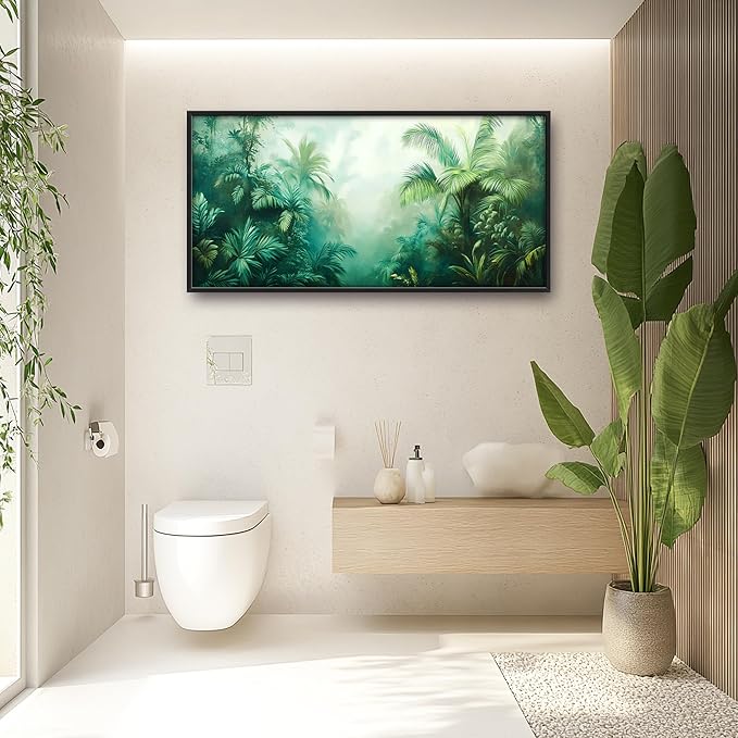 Tropical Jungle Large Decor Wall Art Forests Landscape Framed Pictures for Living Room, Nature Scenery Oversized Canvas Print Painting Modern Extra Large Framed Artwork for Bedroom Office 60"x30"