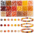 DUQGUHO 8mm Orange Glass Beads for Jewelry Making & DIY Crafts - 360PCS, Round, Modern, Loose Beads