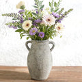 Ceramic Flowers Vase - Rustic Decorative Vase for Home Decor, 9 inch Vintage Terracotta Vase for Flowers, Pottery Vase with 2 Hanldes for Home Living Room Decor, Non-Slip Lyeec Vases