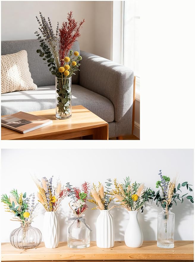 WILD AUTUMN 12 Kind Dried Flowers Set - Including Lavender, Eucalyptus, Wheat, Bunny Tails, Handmade for DIY Crafts, Vase Decor, Wedding/Home/Birthday/Seasonal Decor