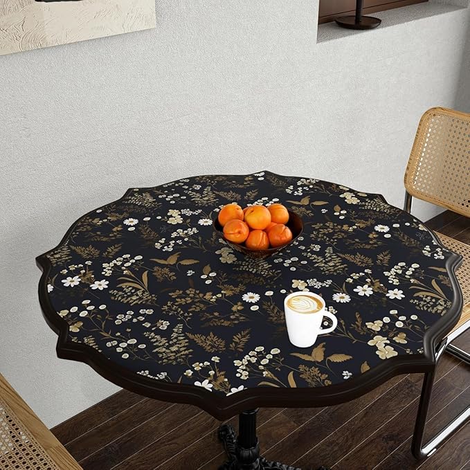 Dark Floral Wallpaper Peel and Stick 17.5in x 197in Vintage Navy Gold Leaf Wallpaper Vinyl Waterproof Self-Adhesive Dark Blue Botanical Wall Paper Mural for Bookcase Bedroom Cabinet Decor