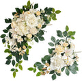 Pack of 2 Wedding Arch, Artificial Flowers, Wedding Decor，Flower Garland Be Suited to Banquet, Party, Reception Entrance Welcome Sign and Background Decoration (Milky White)