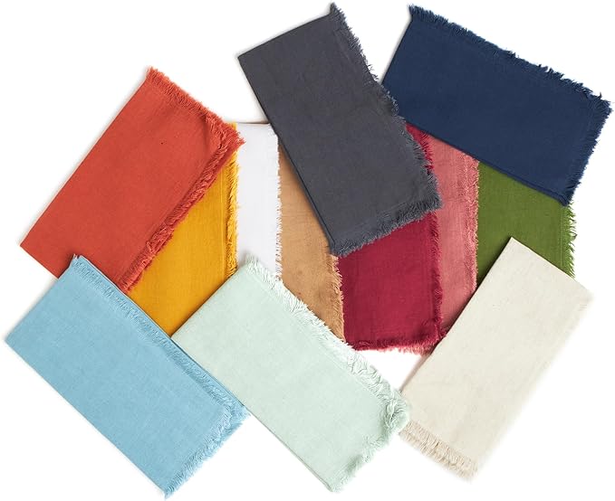 ACCENTHOME Burgundy Cotton Linen Napkin Set of 12 18x18 inch Dinner Napkins - Washable Soft Premium Reusable Perfect Fall Thanksgiving Table Napkins for Family Dinners Christmas & Everyday Use
