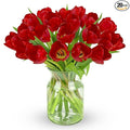 Benchmark Bouquets - 20 Stem Red Tulips (Glass Vase Included) - Fresh Flowers for Delivery - Gift for Graduation, Birthday, Anniversary, Sympathy, Get Well, Congratulations