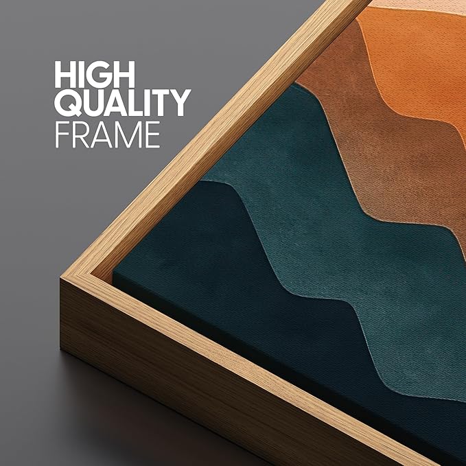 SIGNFORD Extra Large Framed Canvas Print Wall Art Colorful Geometric Overlapping Mountains Illustrations Modern Art Relax/Calm Warm for Living Room, Bedroom, Office - 60"x30"