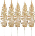 CATTREE Artificial Gold Fern Plants Large Leaves Tall 23" - 5 Pack, Fake Boston Ferns Golden Plant Decoration Plastic Faux Foliage Shrubs Simulated Leaf for Party Wedding Table Centerpiece DIY Décor