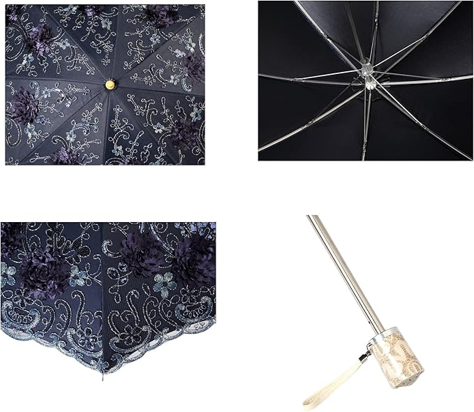 LCY Embroidered Lace Double-deck Anti-UV Parasol Sun/Rain/Snow Folding Umbrella