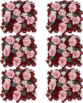 Pack of 6 Artificial Silk Flower Panels, Faux Floral Wall Background for Wedding Party Engagement Bridal Shower Arrangement Home Decorations - Burgundy & Dusty Pink