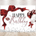 Burgundy Bow Backdrop 8Wx6H Photography Girls Coquette Happy Birthday Decorations Lips Diamond Balloons Background Women Bachelorette Party Decorations Banner Photo Booth Props Supplies