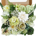 Artificial Flowers, 2PCS Silk Green Flowers for Centerpieces Decoration, Fake Cake Flowers for DIY Wedding Bridal Bouquets Home Party Floral Arrangement Decor
