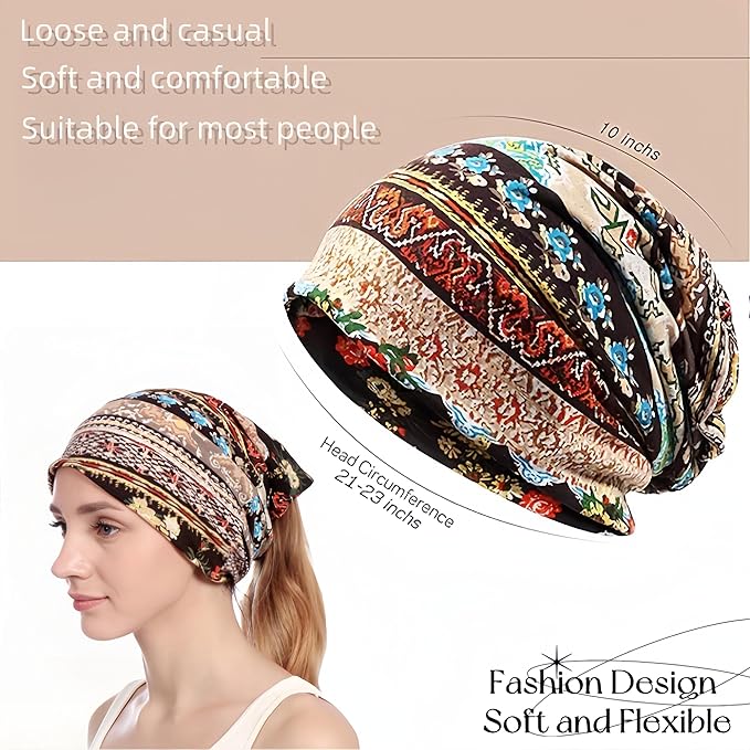 Women's Slouchy Beanie Hat Chemo Caps Cancer Headwear Hats Turban Baggy Sleeping Cap Boho Hats