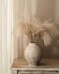 Ceramic Rustic Vase for Decor - 8.4Inch Farmhouse Vases - Decorative Vase for Home Decor, Boho, Wabi-sabi - Oatmeal Milkshake
