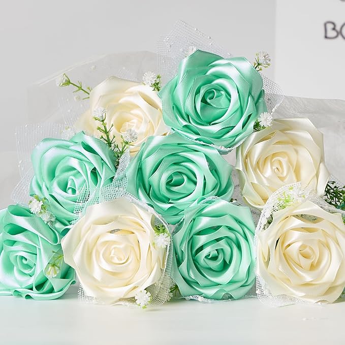 1-1/2 Inch Wide Mint Green Satin Ribbon, 50 Yards Solid Polyester Fabric Ribbon for Roses Making, Gift Wrapping, Christmas, Wedding Decorations, Crafts, Bows, Flower Bouquets