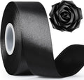 1-1/2 Inch Wide Black Satin Ribbon, 50 Yards Solid Polyester Fabric Ribbon for Roses Making, Gift Wrapping, Christmas, Wedding Decorations, Crafts, Bows