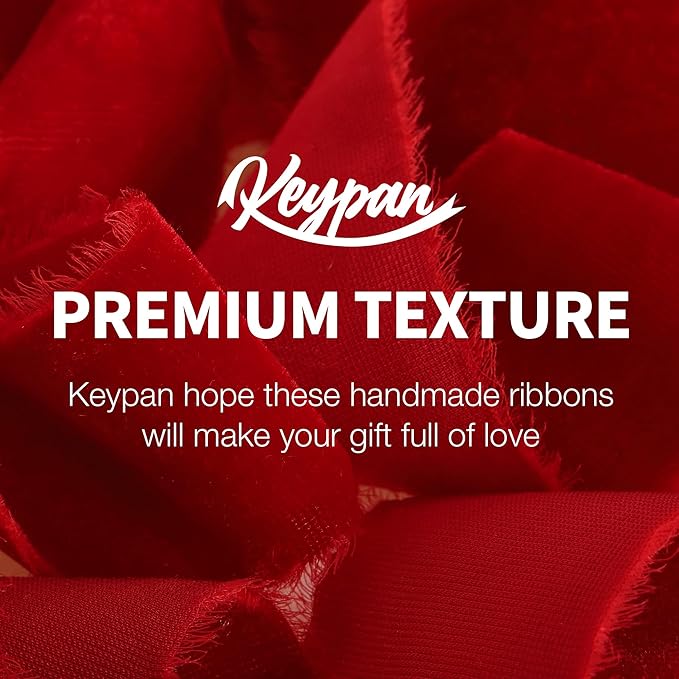 Velvet Ribbon for Gift Wrapping Red Handmade Fringe Ribbons for Crafts Bouquet Christmas Decorations 2 Rolls 1 1/2 Inch x 2 Yd (4 Yards Total)