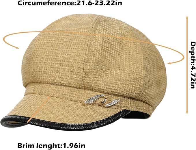 Women Retro Classic Visor Newsboy Cabbie Cap Beret Hats with Flower Buckle for Woman Ladies