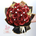 Glitter Roses Bouquet, Shiny Artificial Roses Flowers with Stems DIY Fake Glitter Flowers Bouquet for Valentine's Day, Anniversary, Graduation, Birthday, 36 Roses (Red)