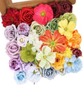 Artificial Flowers Combo Box Set Rainbow Colorful Fake Floral Arrangements Artificial Flower Bouquets Party Bridal Baby Shower Centerpieces Home Decor