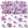 210Pcs Mini Fake Flower Heads Purple Small Silk Faux Flower Heads Artificial Rose Daisy Multicolor Flowers Bulk for Cake Crafts DIY Graduation Cap Wedding Hair Dresses Wreath Party Home Decor