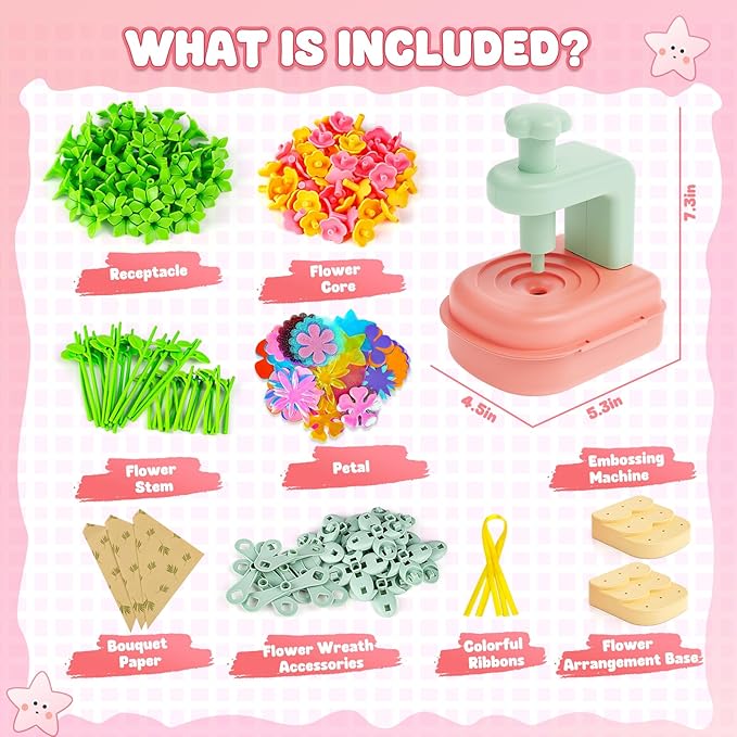 beefunni Flower Bouquet Craft Kit, DIY Arts and Crafts Toys for Kids Ages 4-8, Educational Flower-Making Activity Toy Set for Toddler and Kids, Birthday Gift for 4 5 6 7 8+ Year Old Girls and Boys