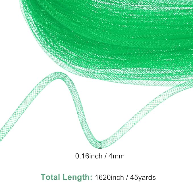 Mesh Tube Ribbon 45 Yards, 4mm Elastic Fabric Ribbons Mesh Tubing for Crafts/Gift Wrapping/Flower Bouquets/Wedding/Birthday/Holiday/Wreaths Christmas/Decoration[Fruit Green]