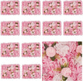 12PCS Artificial Flower Wall Panel - 16 x 24 inch 3D Flower Wall Backdrop Decoration Pink Roses Wall for Home Party Wedding Anniversary Birthday Photo Arrangement