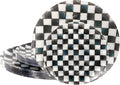 U-QE 20PCS Black Plastic Plates for Party - Retro Checkered Plates Disposable Heavy Duty - Black and White Plate for Party, Birthdays - 10 10.25 Inch Dinner and 10 7.5 Inch Dessert Plate
