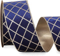 Ribbli Navy Blue Velvet Ribbon Wired with Glitter Diamond Grid 2-1/2 Inch Christmas Ribbon for Christmas Tree Decoration Big Bow Gift Wrapping Crafts Wreaths Garland Supplies - 10 Yards