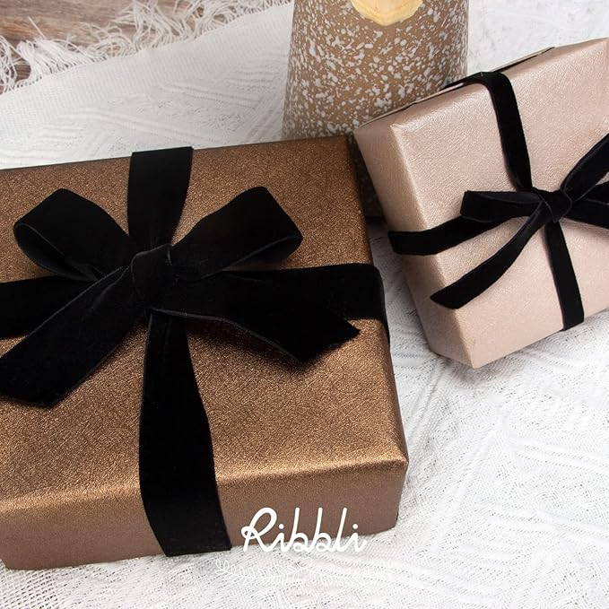 Ribbli Polyester Black Velvet Ribbon,1Inch,10-Yard Spool,Use for Choker,Gift Wrapping,Floral Bouquets, Boutonnieres