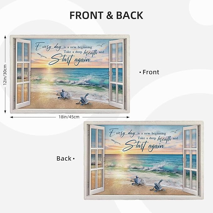 Beach Sea Turtle Placemats Set of 6 Coastal Ocean Table Mats Washable Place Mats for Home Party Indoor Kitchen Dining Table Decoration 12x18 Inch