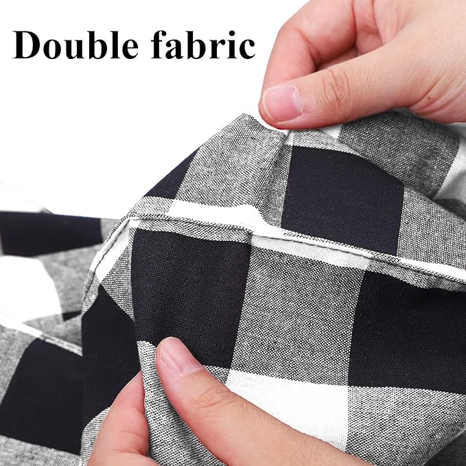 Aneco 4 Pack Buffalo Plaid Placemats Checkered Place Mats Double Layer Placemats 13 x 19 Inches Decorative Kitchen Cotton Table Placemats, Black and White