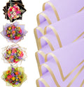 the florist Supply 20 Sheets Premium Flower Wrapping Paper | Waterproof Flower Wrapping Paper for Bouquets | Double Sided Floral Bouquet Sheets | DIY Gifts Borderline Lavender/Gold