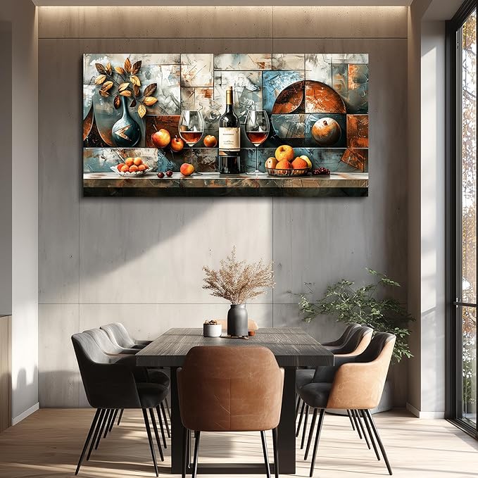 hyidecorart Large Wall Art For Kitchen Wall Decor For Living Room Dining Room Decorations Liquor Still Life Wine Glass Fruit Canvas Prints Painting Bar Pub Posters Modern Stretched Artwork Home Decor